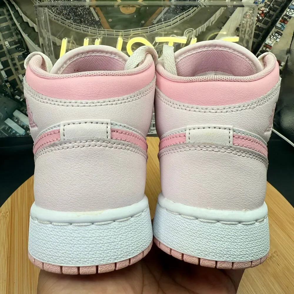 Jordan 1 Mid Pearl Pink White Valentines Day (GS) Youth Size 3.5